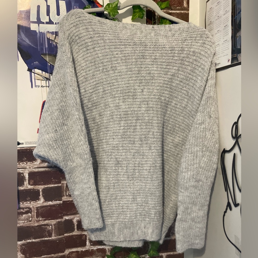Cozy grey off shoulder sweater